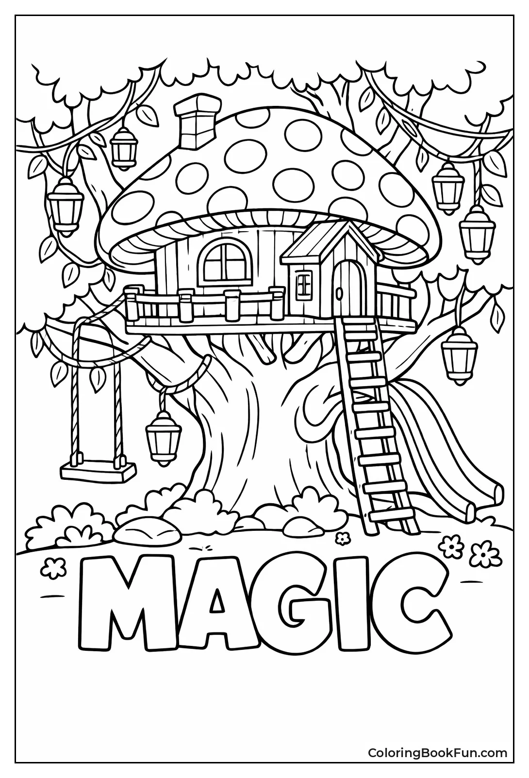 Mushroom Cap Roof Treehouse