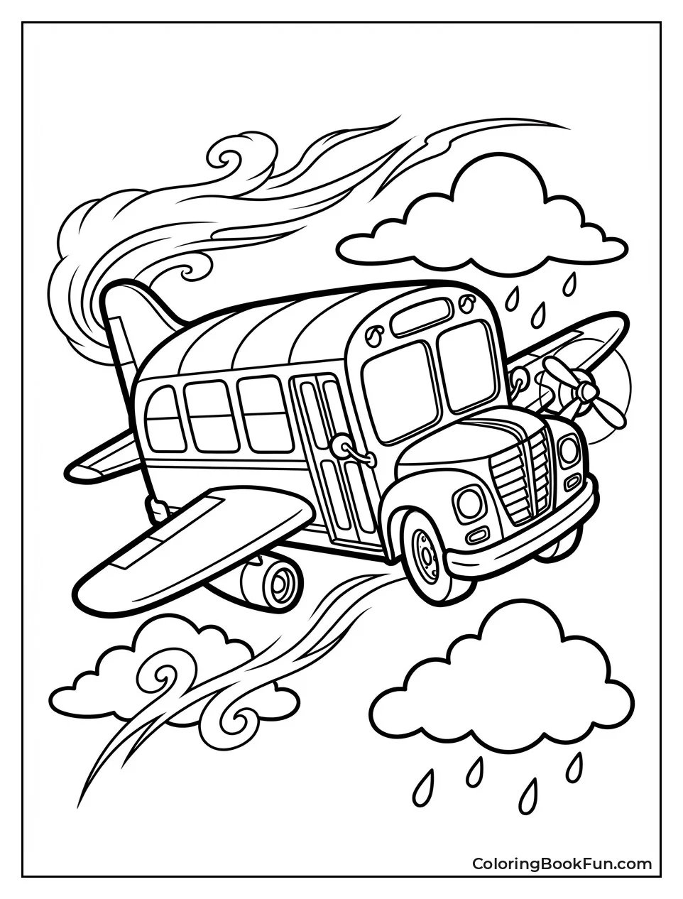 Bus Flies through Clouds