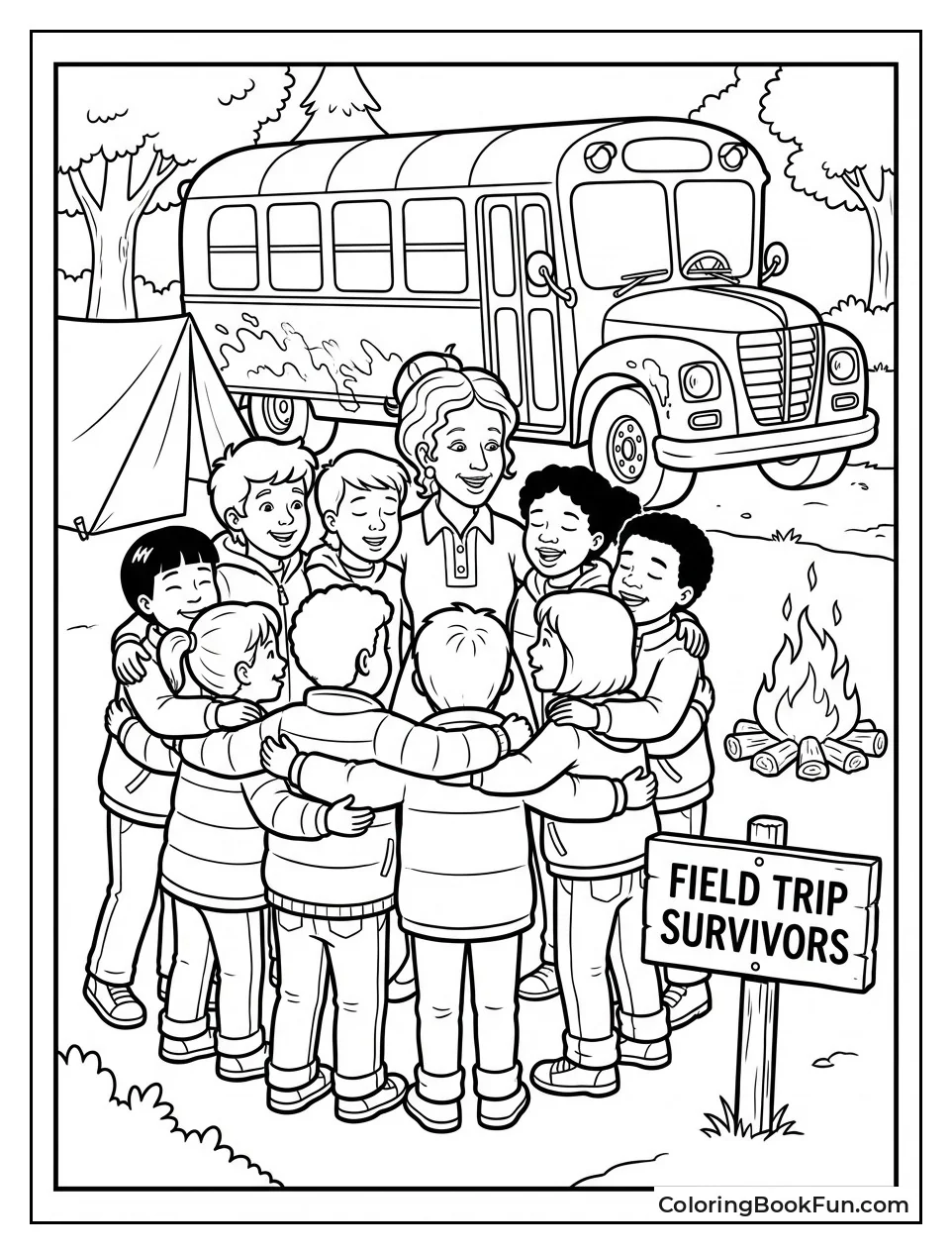 Class Hugs by Campfire