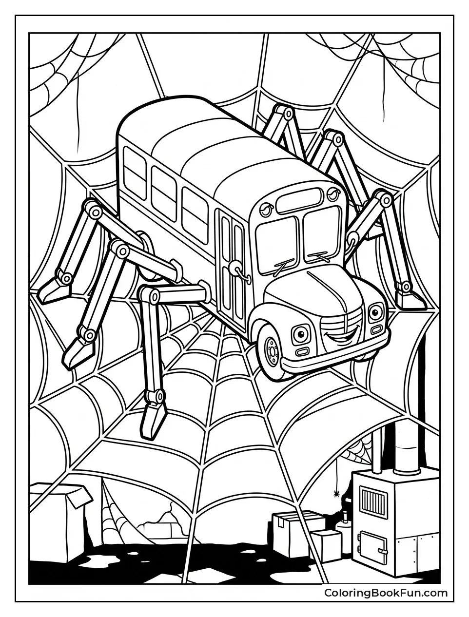 Spider Bus Climbs Web