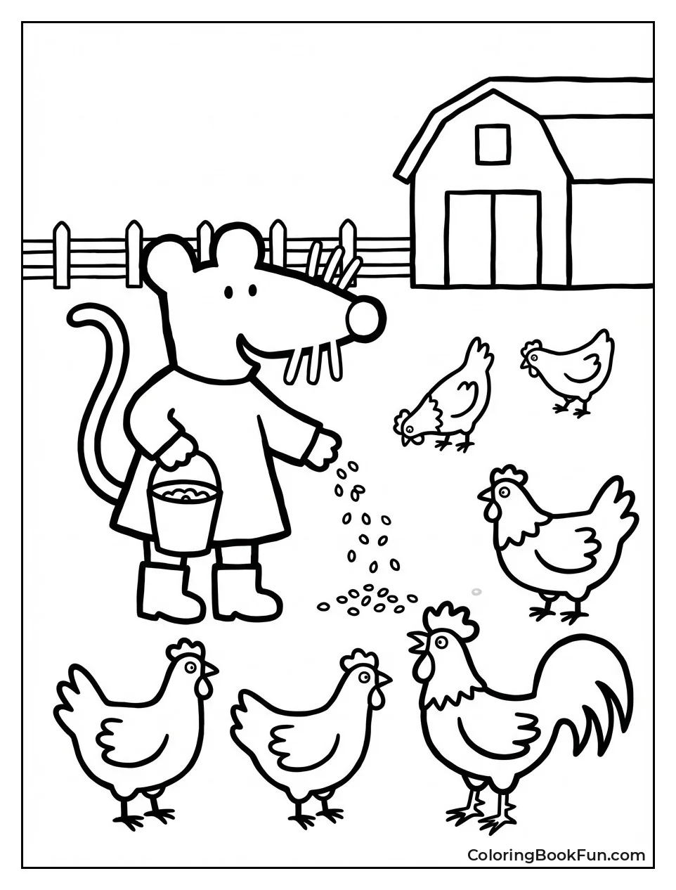 Maisy Feeds Farm Chickens