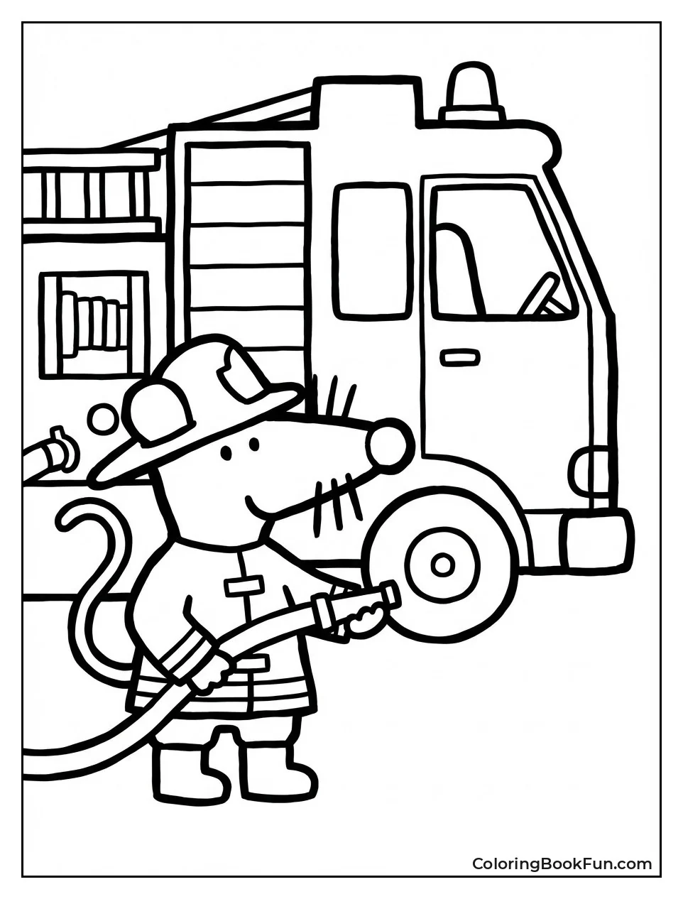 Maisy Holds Fire Hose