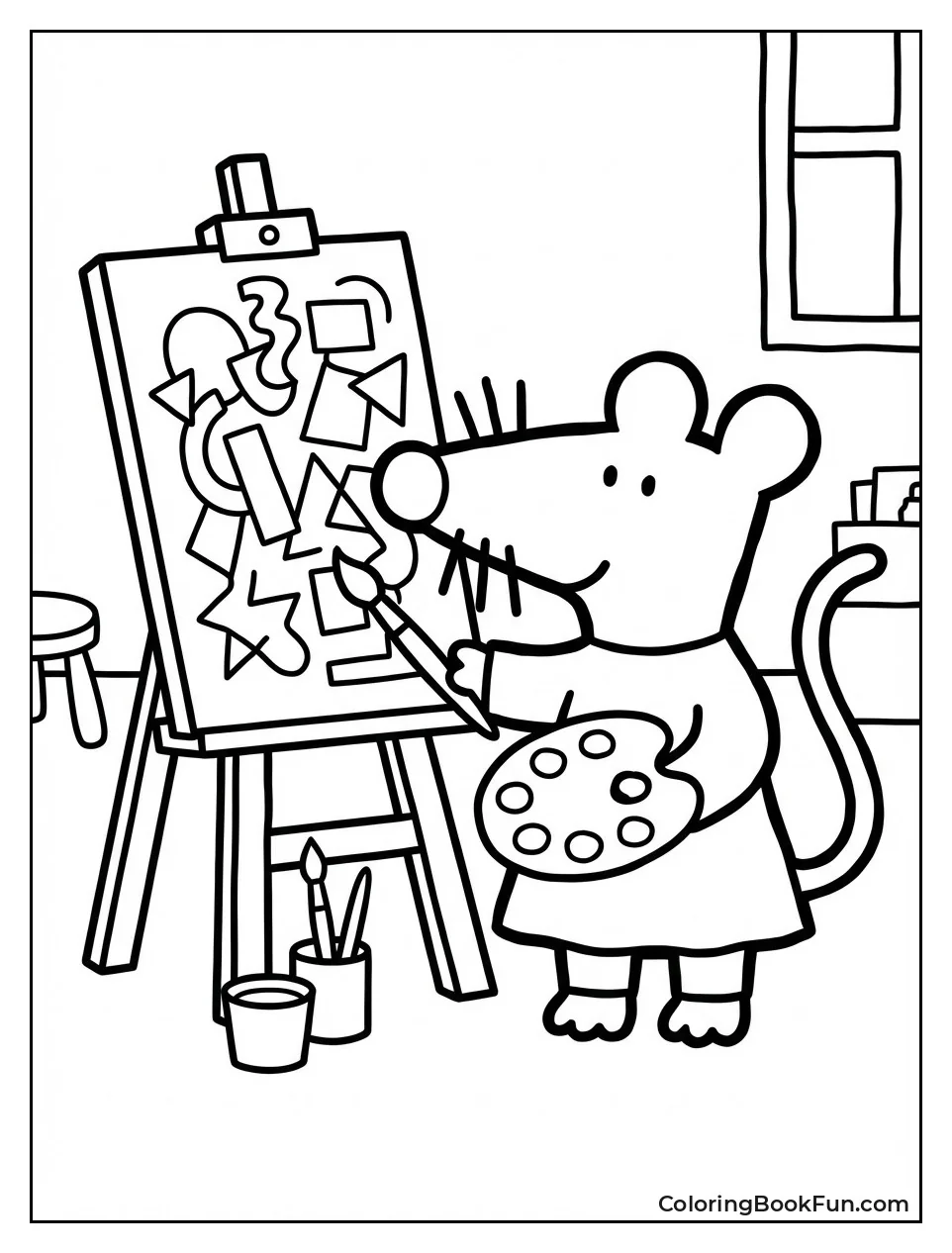 Maisy Paints at Easel