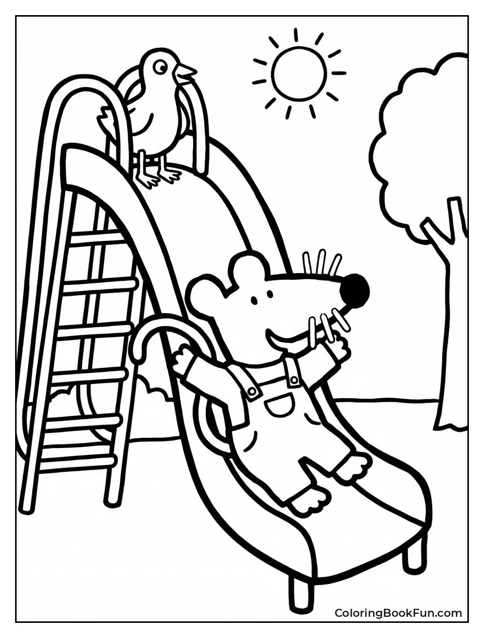 Maisy Slides on Playground