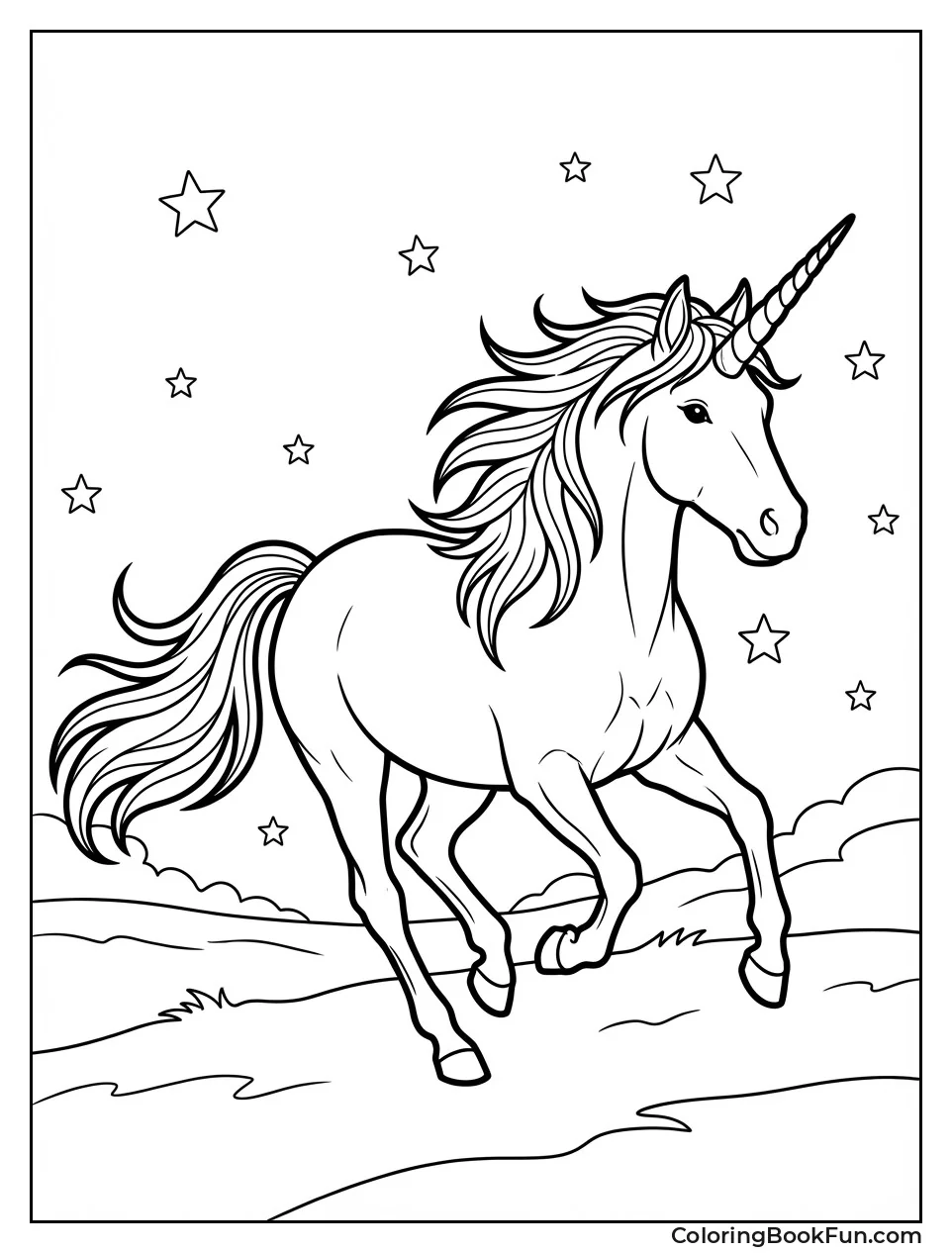 Galloping Unicorn in Starry Field