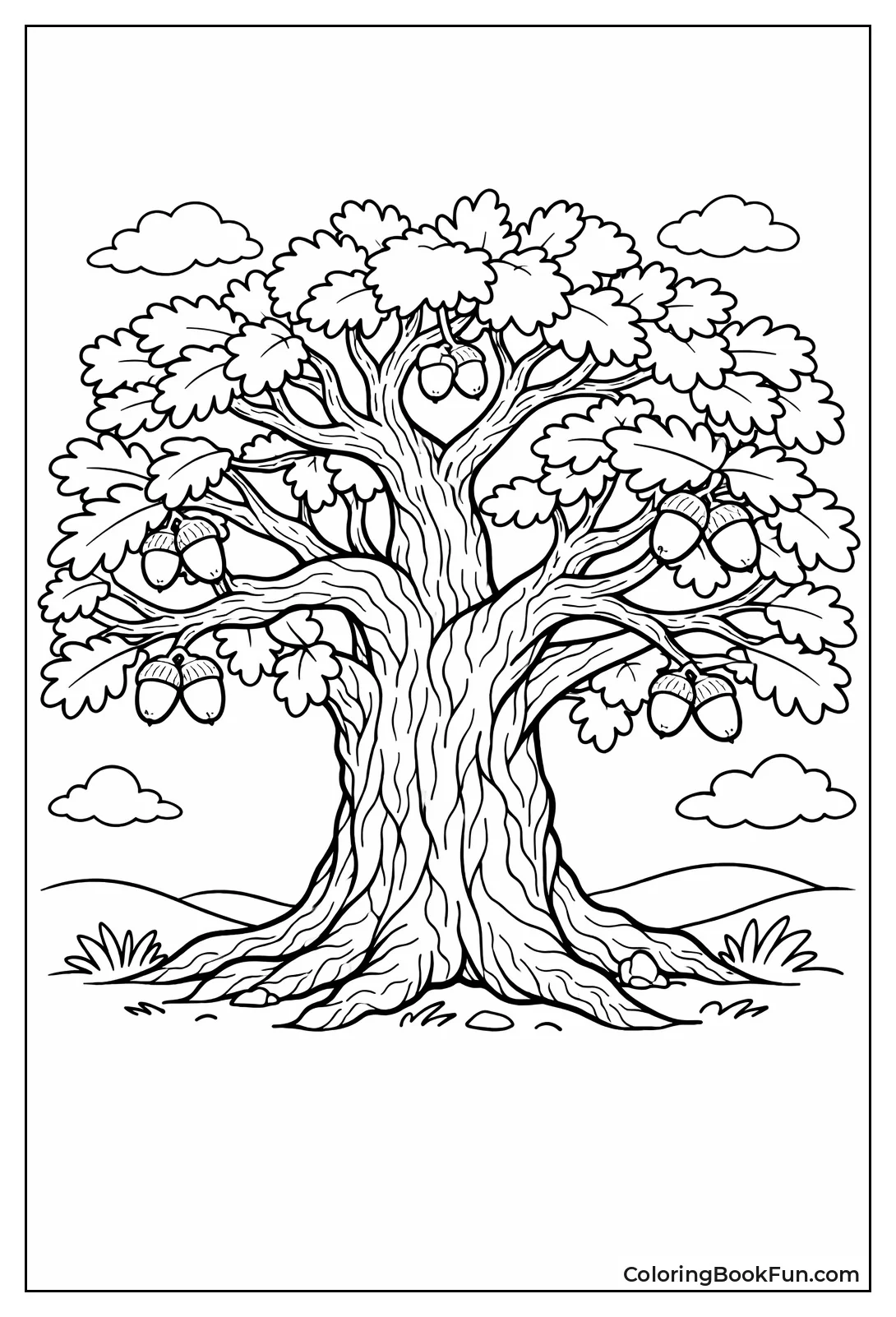 Majestic Oak with Acorns