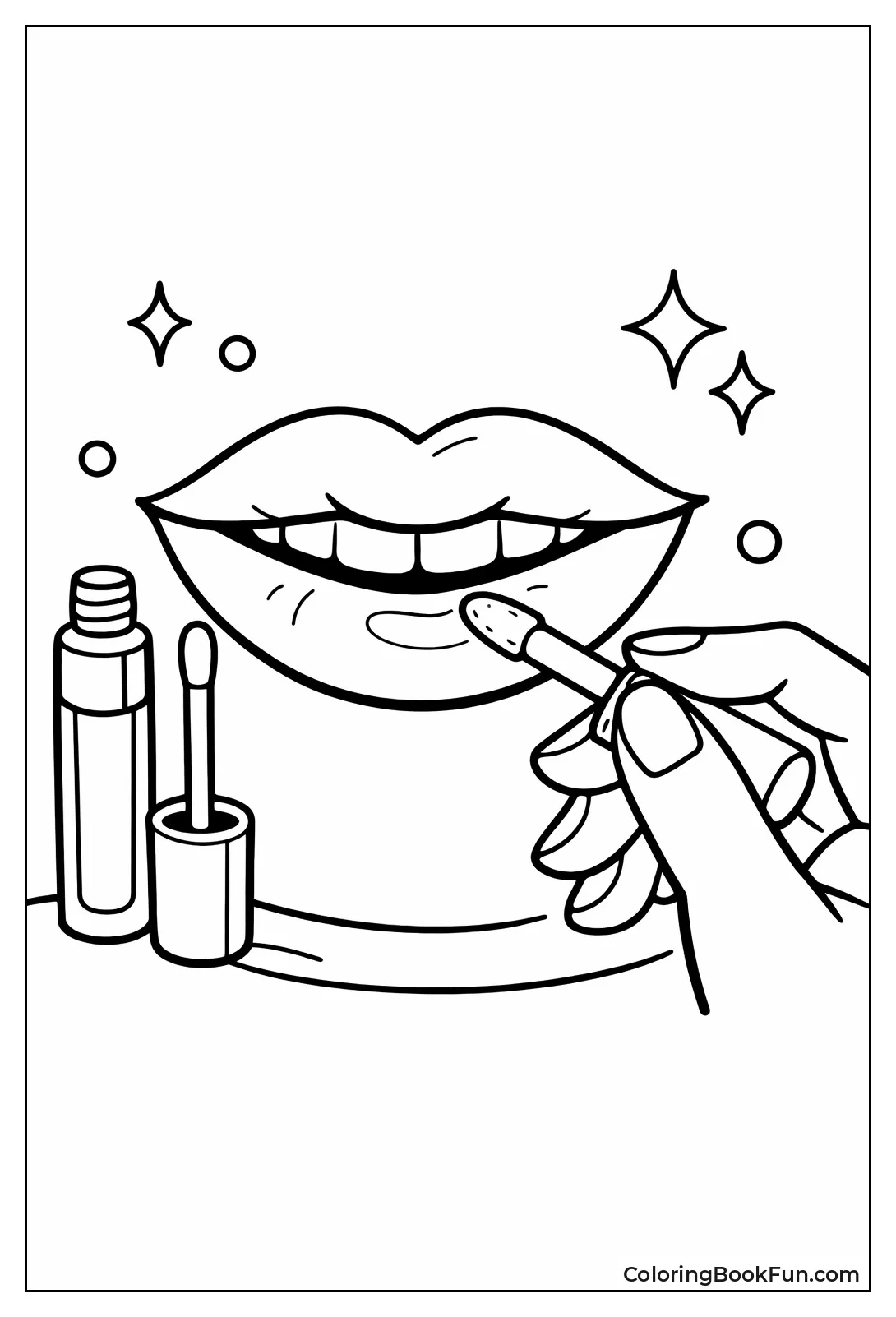 Hand Applying Shimmering Lip Gloss