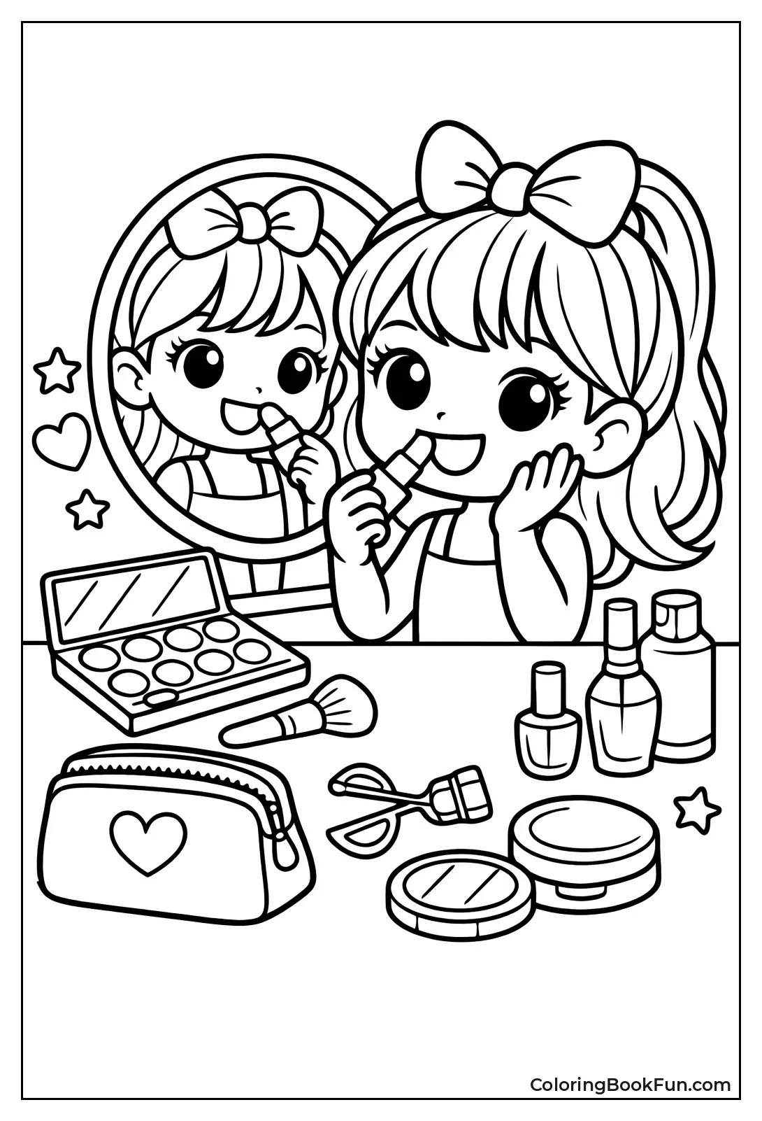 Girl Happily Applying Lipstick