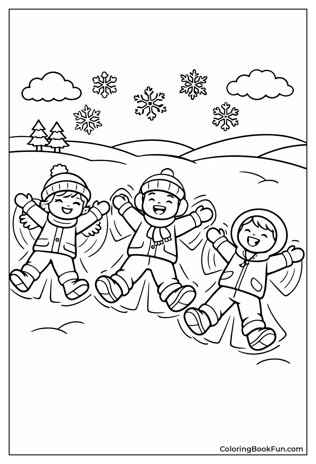 Kids Making Snow Angels