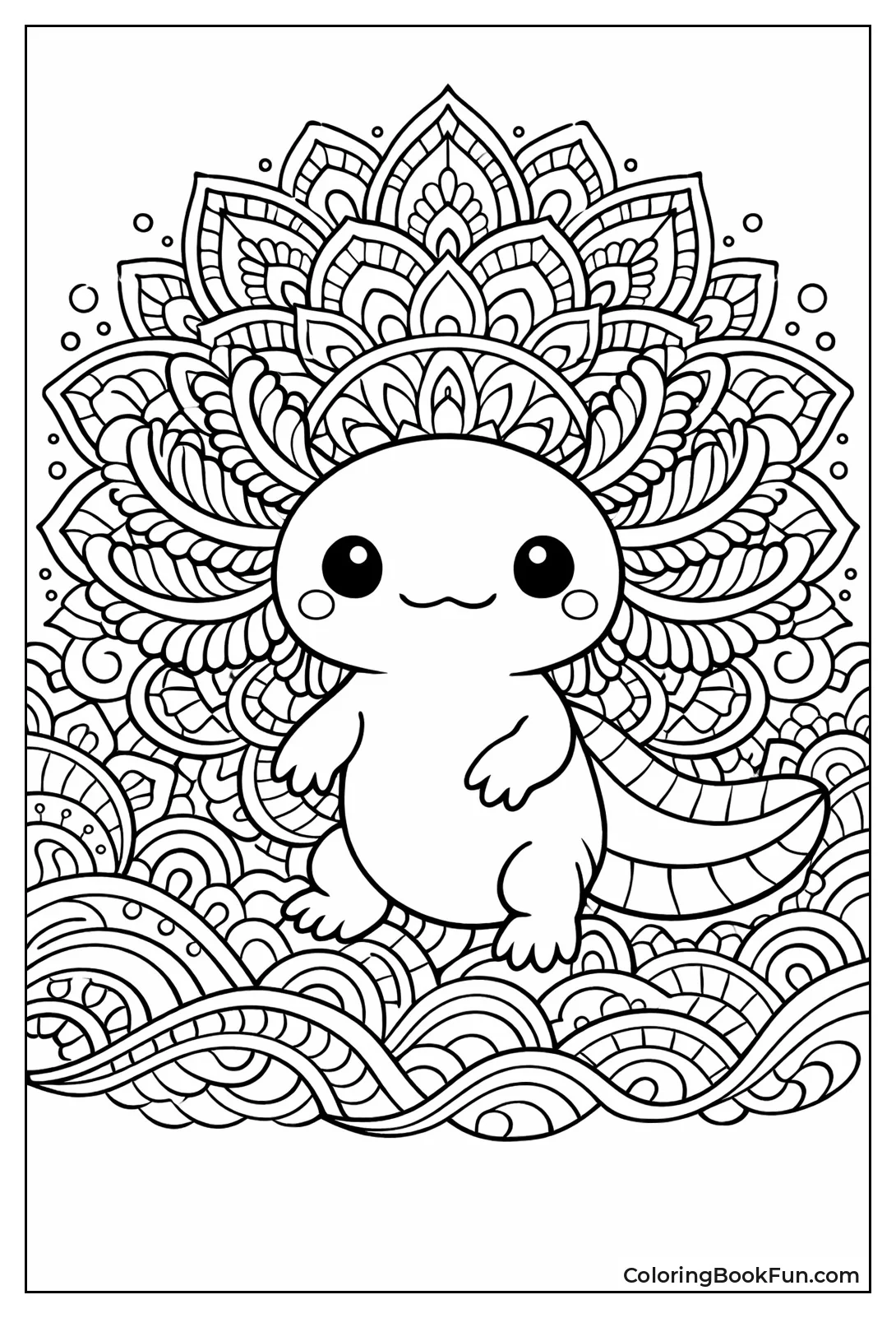 Mandala Axolotl with Swirls