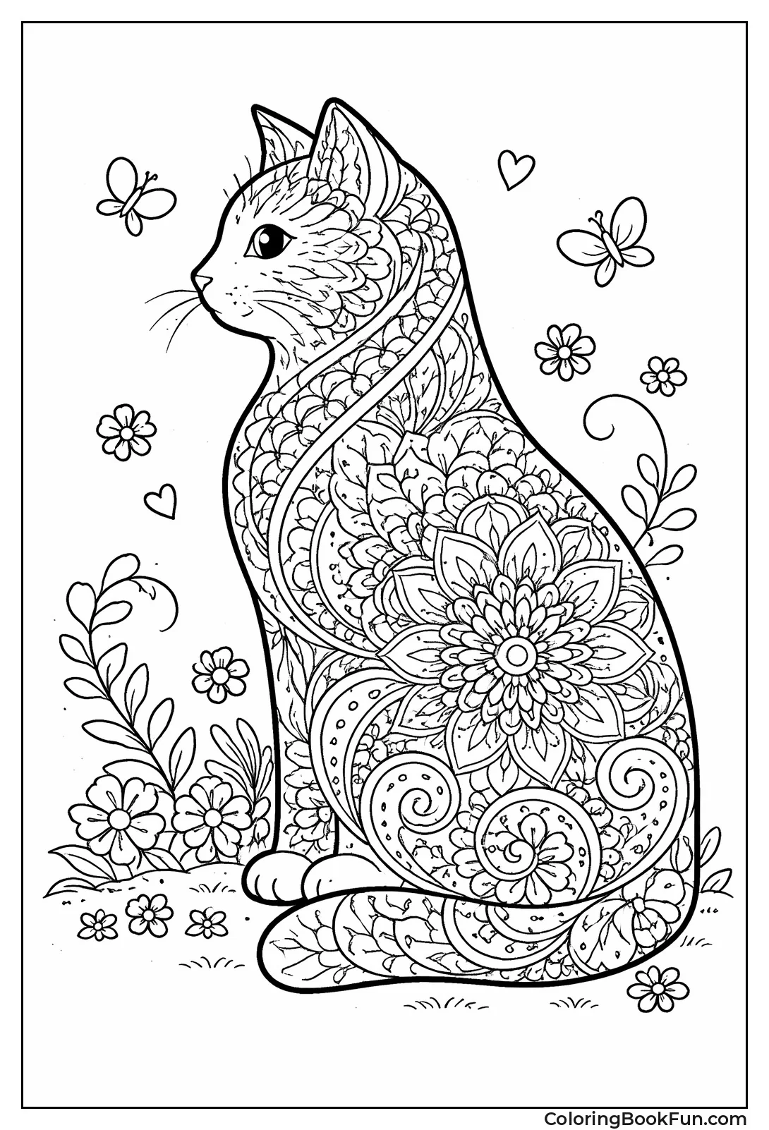 Mandala Cat Silhouette Profile