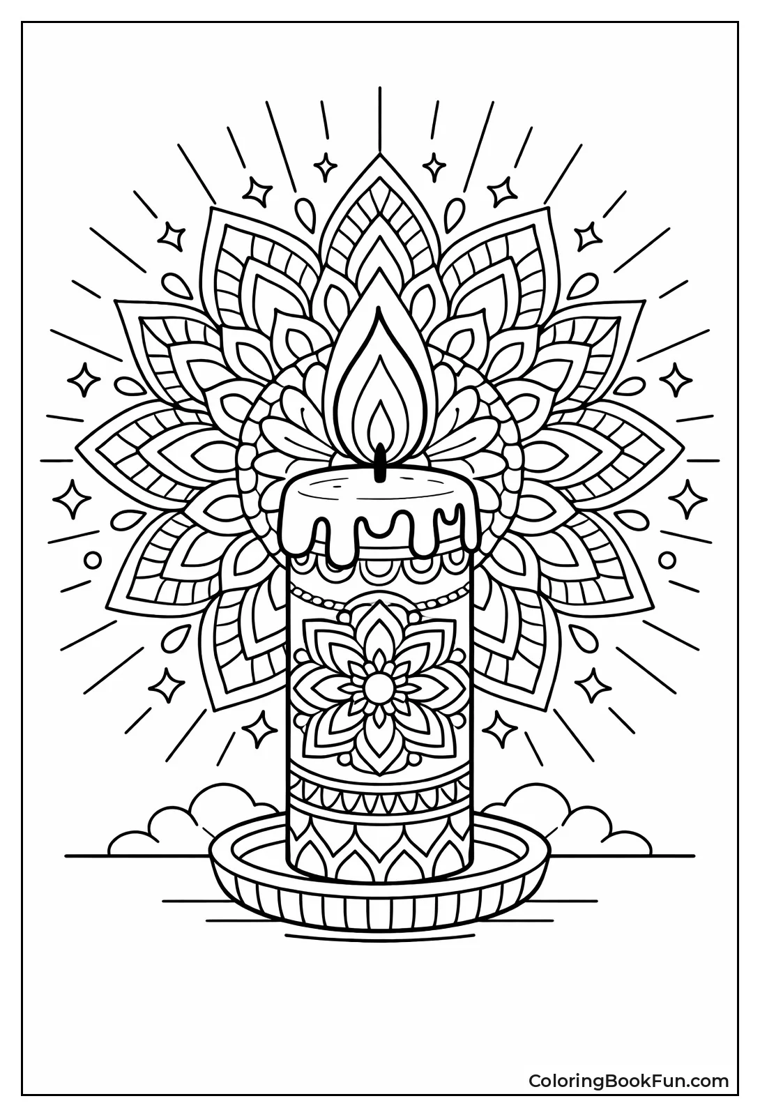 Mandala Candle Radiates from Flame