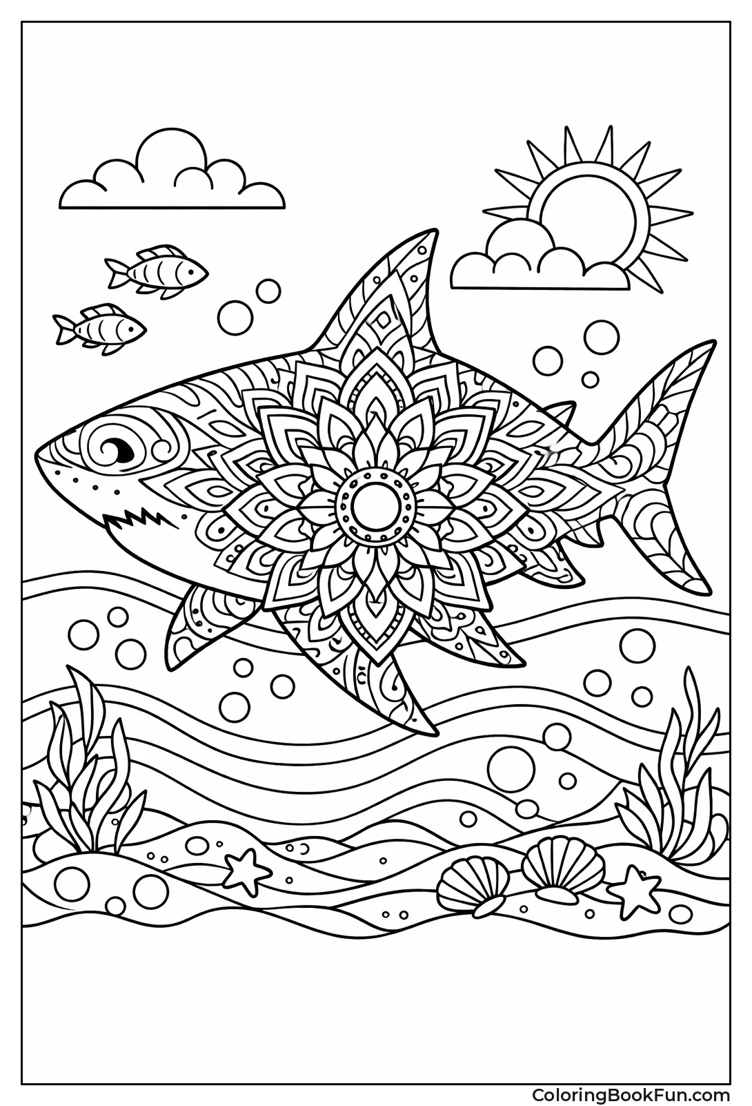 Mandala Shark with Swirls