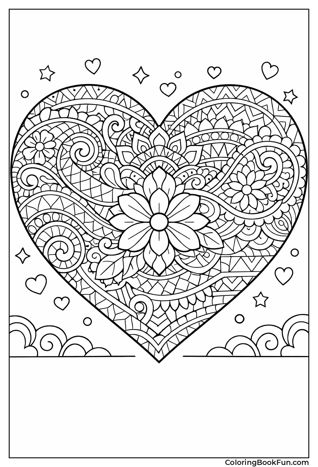 Mandala Zentangle Heart Art