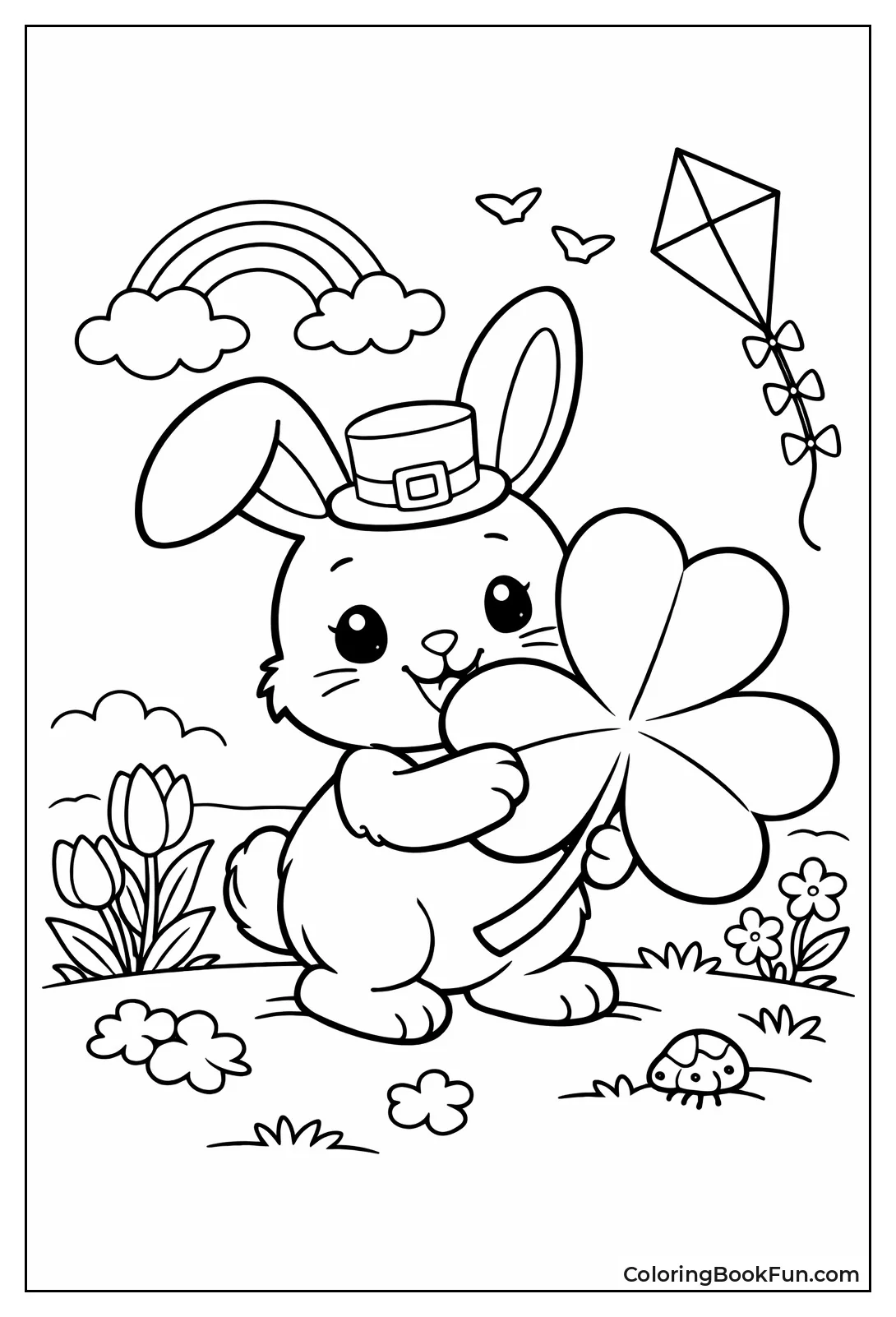 Bunny Holds Giant Shamrock