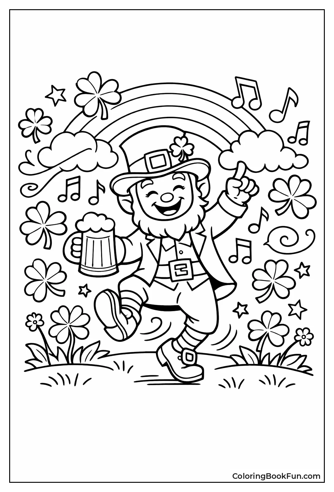 Leprechaun Dances with Shamrocks