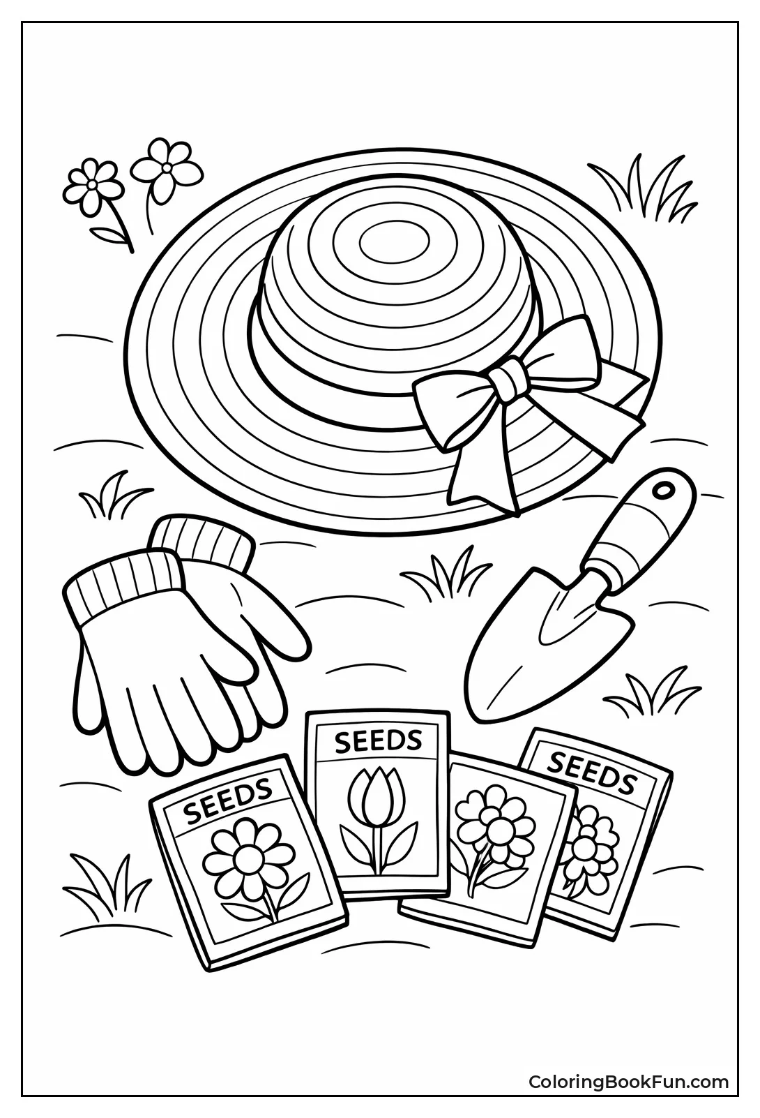 Sun Hat with Garden Tools