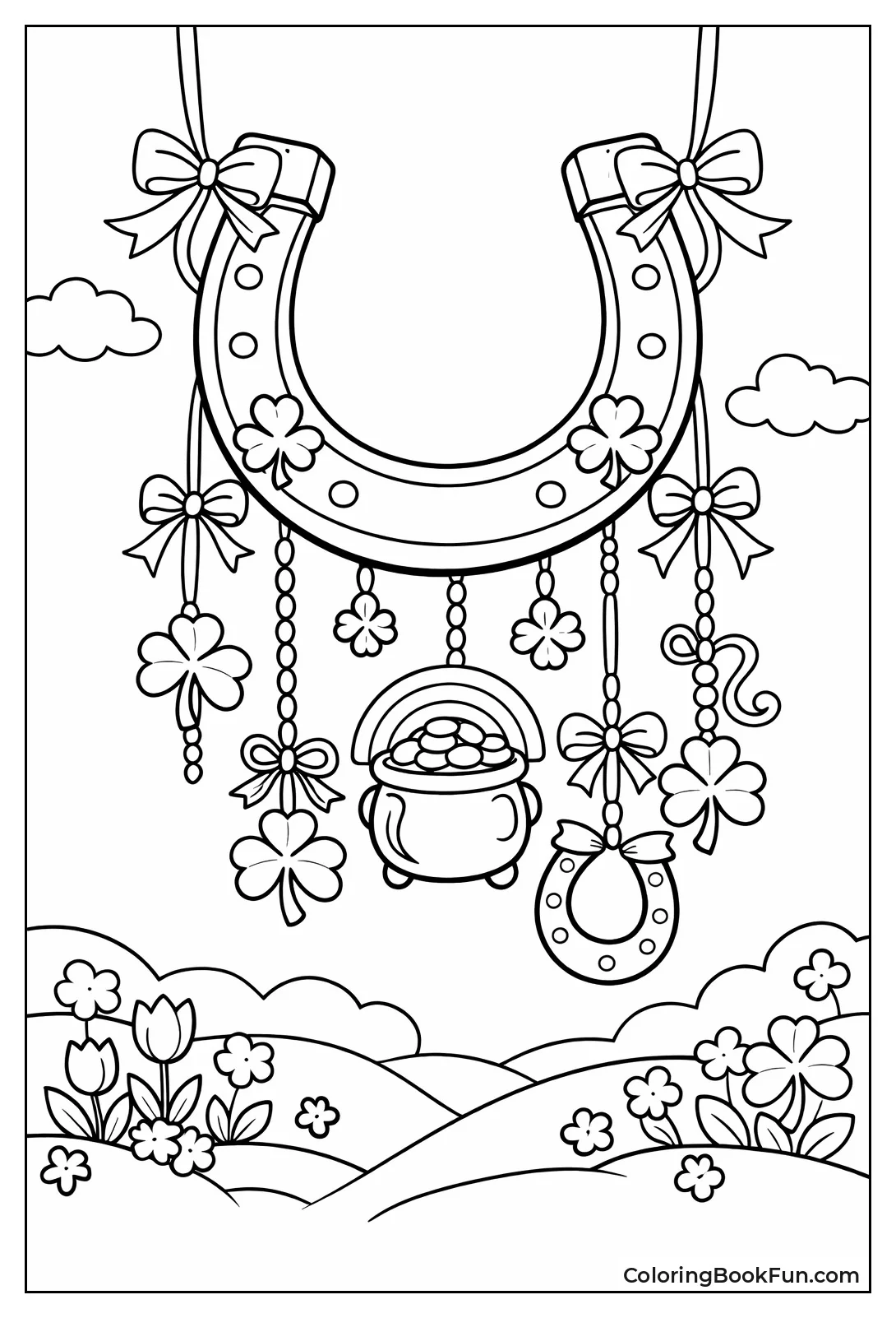 Horseshoe Dangles Shamrocks