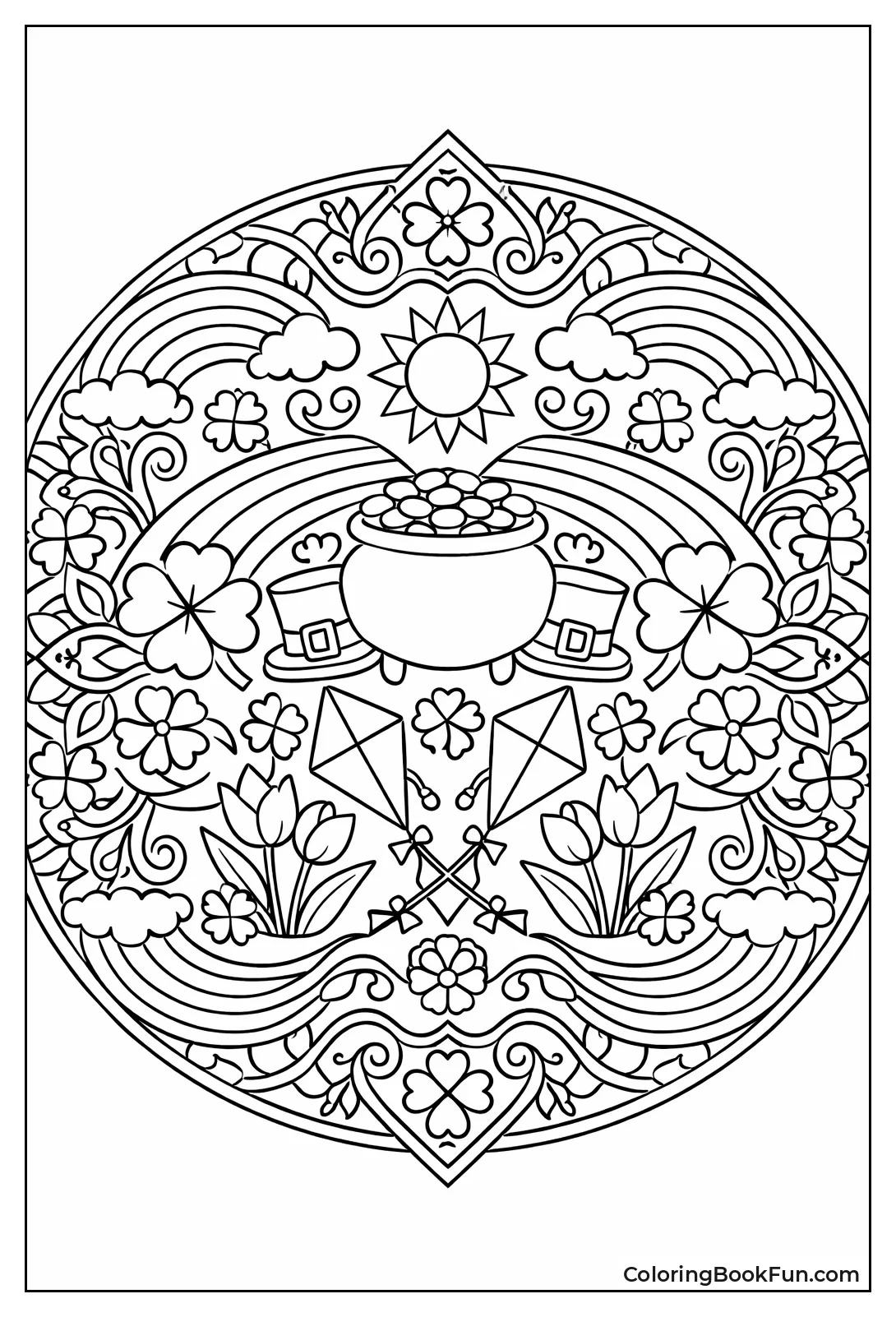 Clover Mandala Swirls Rainbows