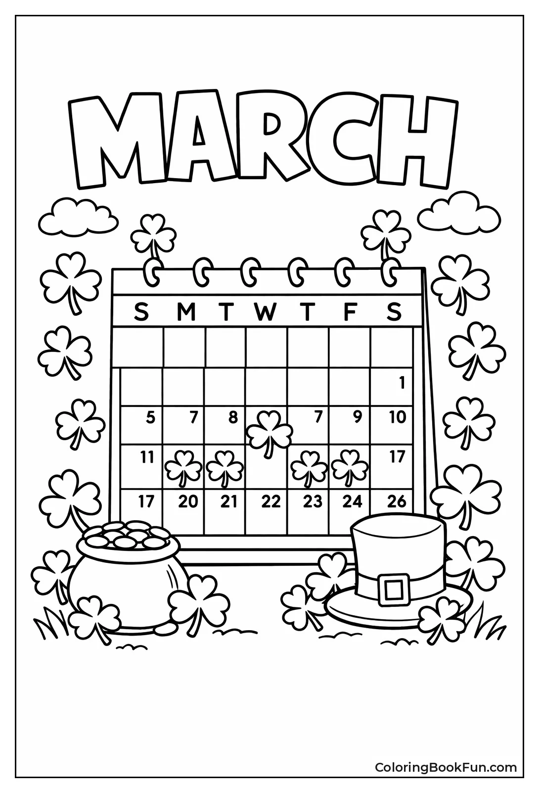 March Calendar Shamrocks