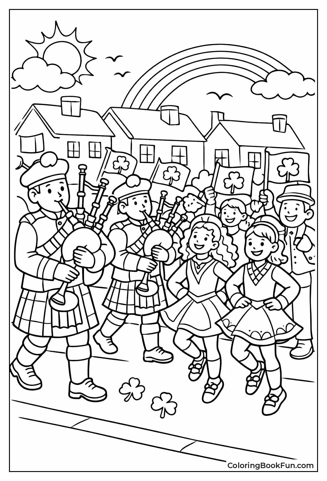 Parade Dancers Play Bagpipes