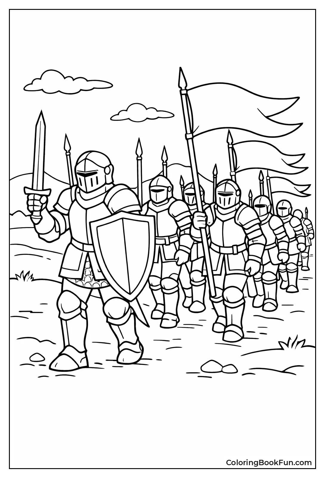 Knights March with Flags