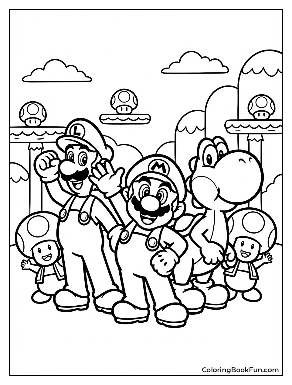 Mario with Friends Luigi Toad Yoshi