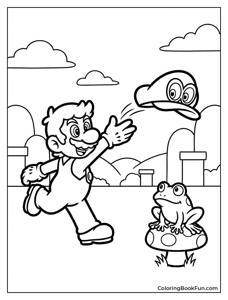 Mario Throws Cappy at Frog