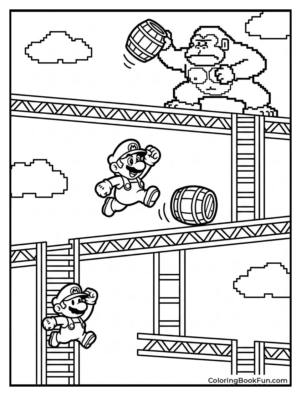 Mario Dodges Donkey Kong Barrels