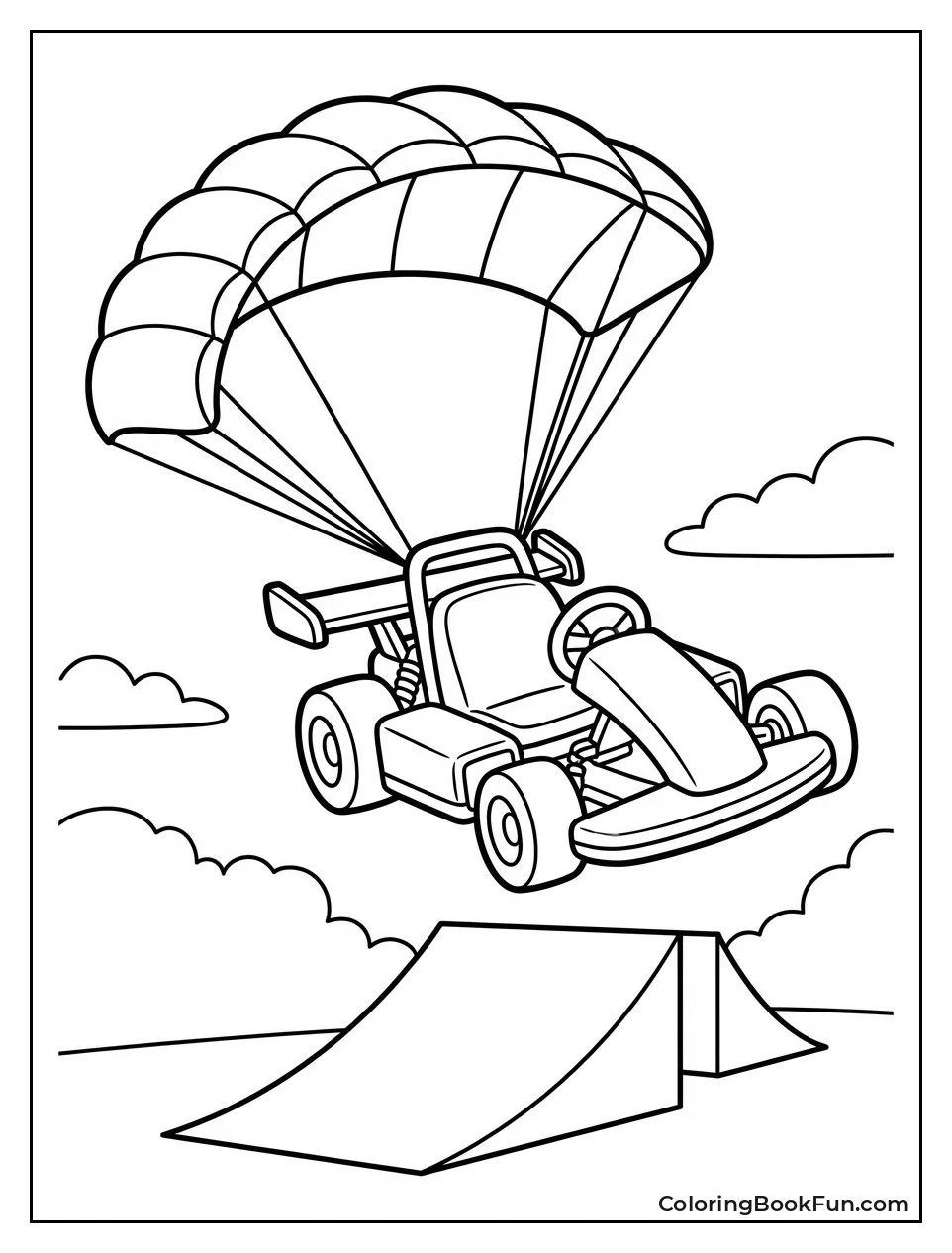 Kart Glides Down with Open Glider