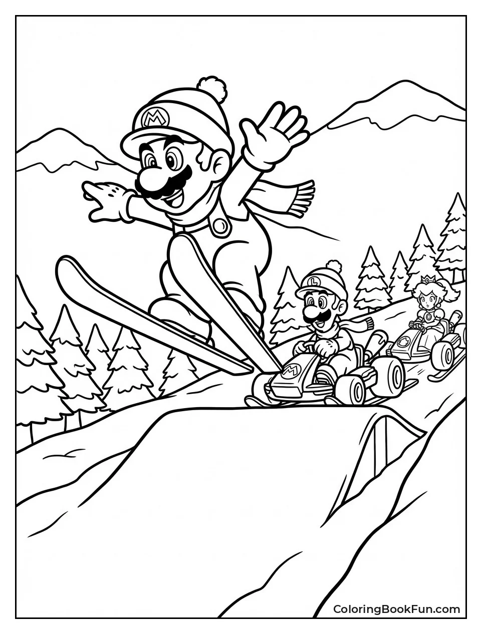 Racers Jump Snowy Mount Wario