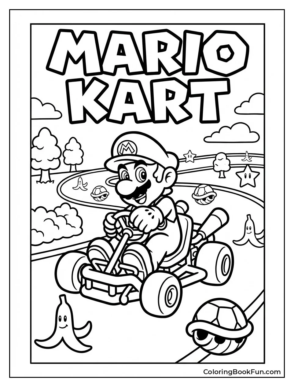 Mario Races Kart with Items