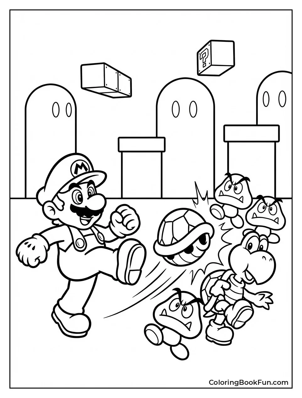 Mario Kicks Koopa Shell Chain