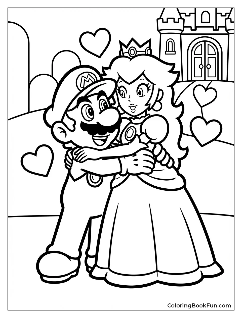 Mario Hugs Princess Peach