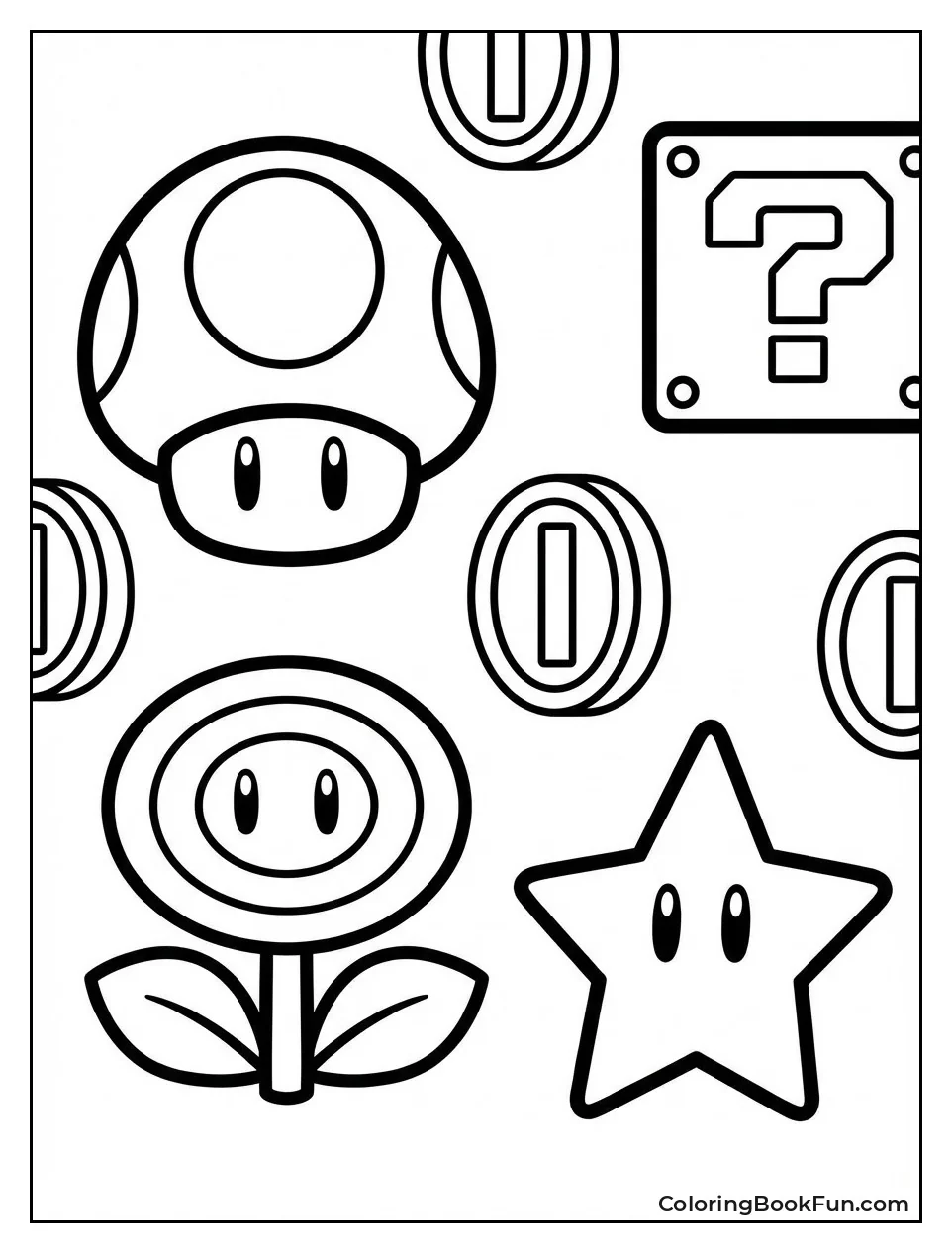 Mario Grabs Power-Up Mushrooms Stars