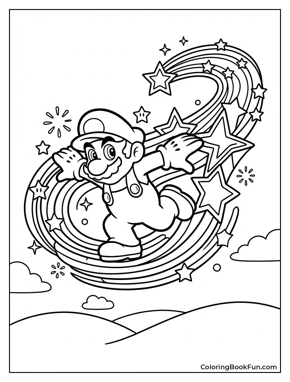 Star Mario Dashes with Trail