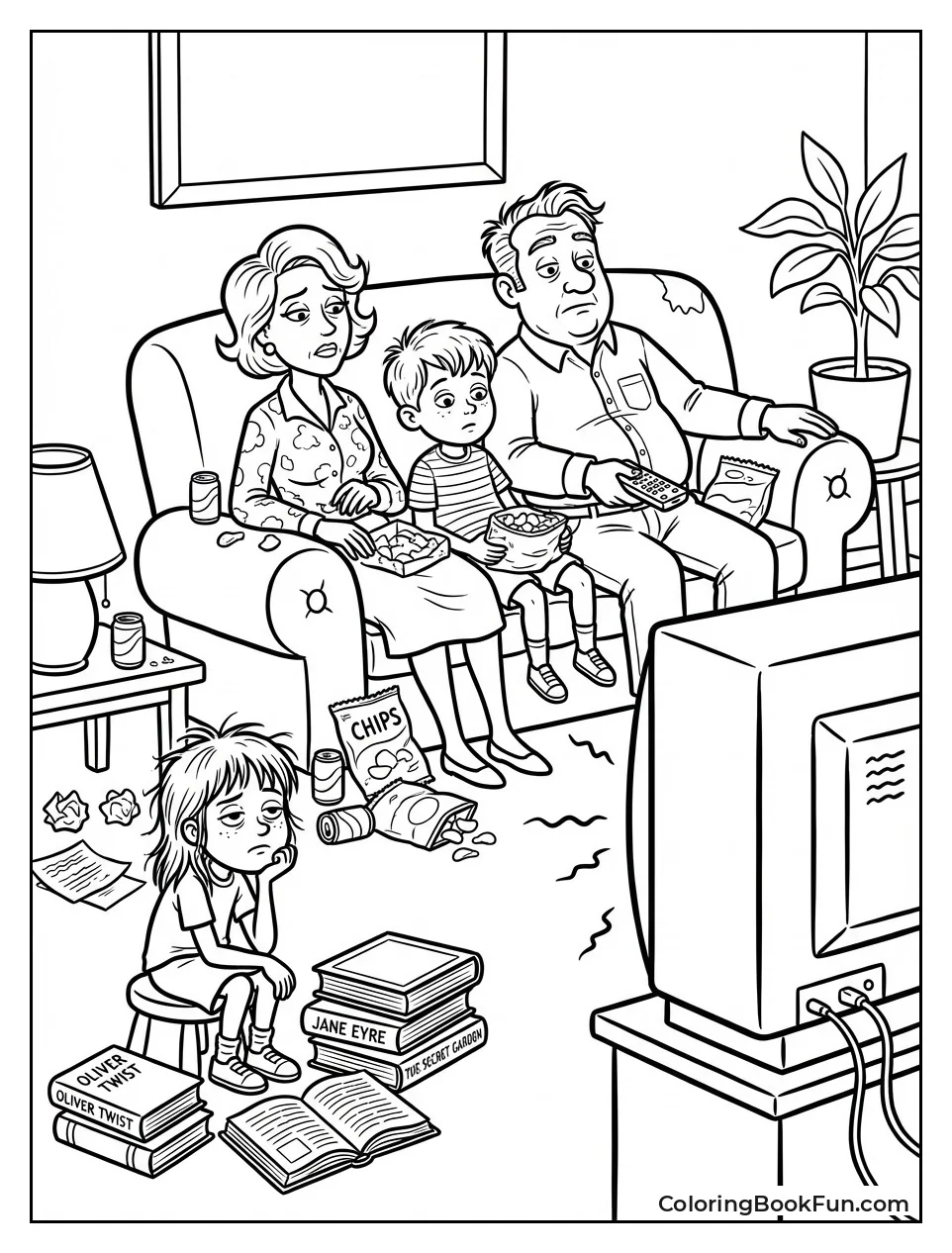 Wormwoods Watch TV as Matilda Reads