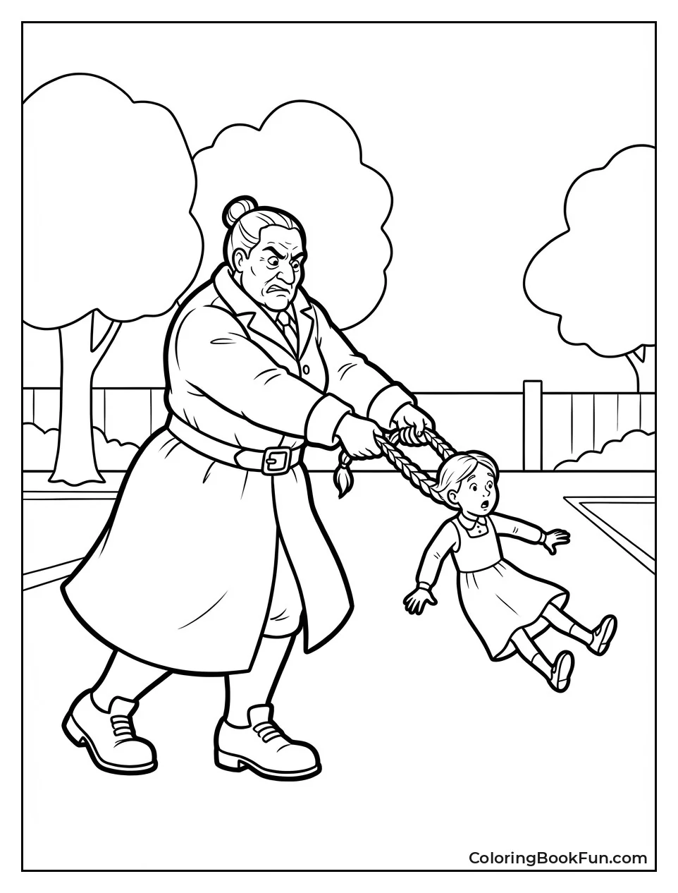 Trunchbull Swings Amanda by Pigtails