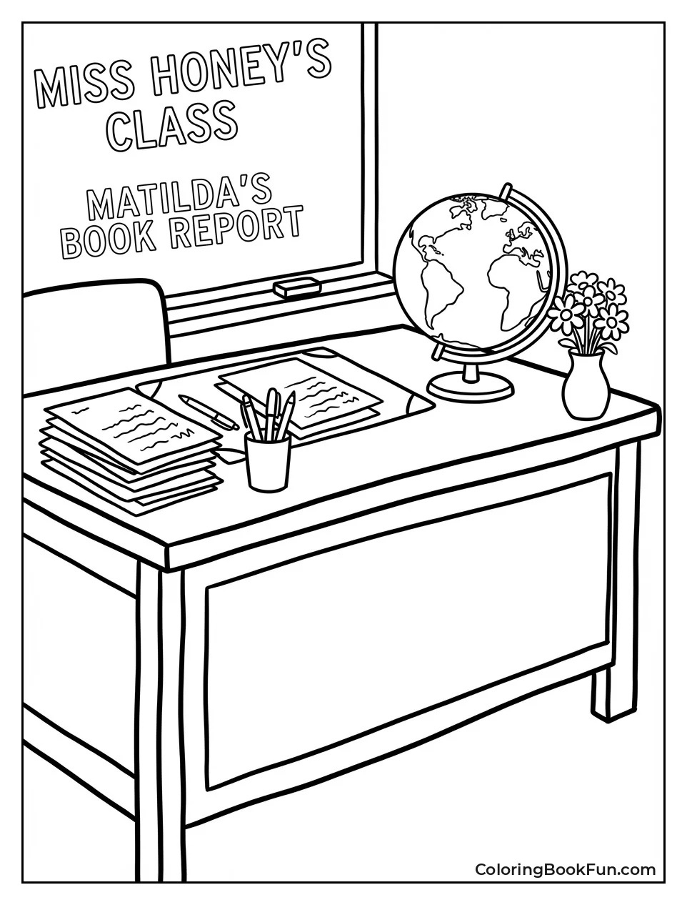 Miss Honey's Desk with Flowers