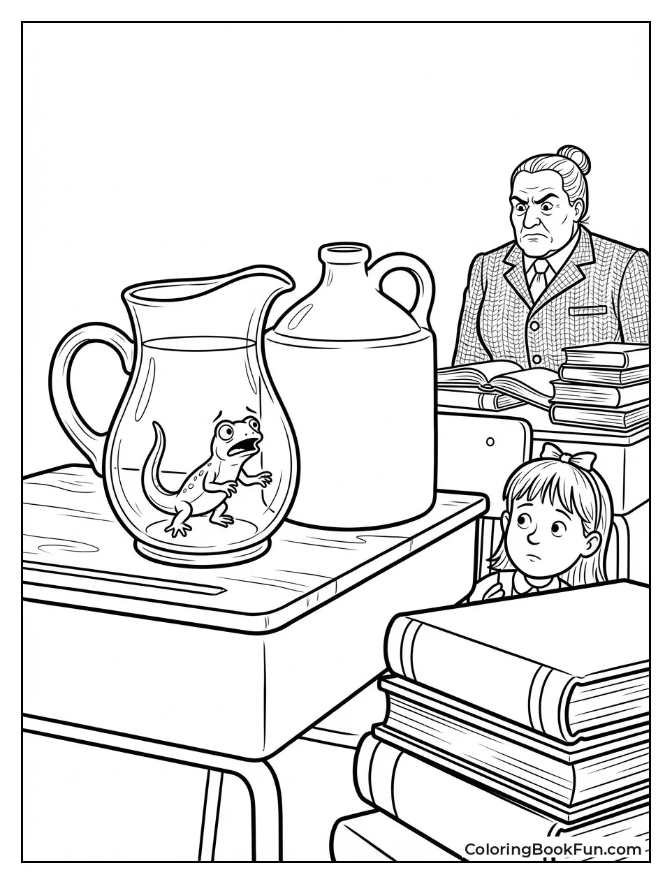 Frightened Newt in Water Pitcher