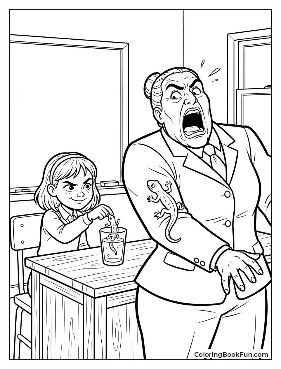 Newt Crawls up Trunchbull's Sleeve