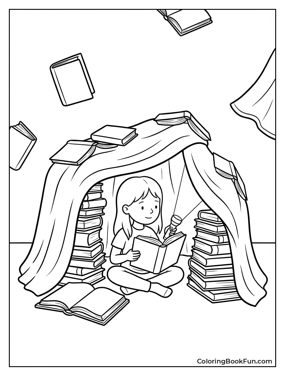 Matilda Reads in Blanket Fort