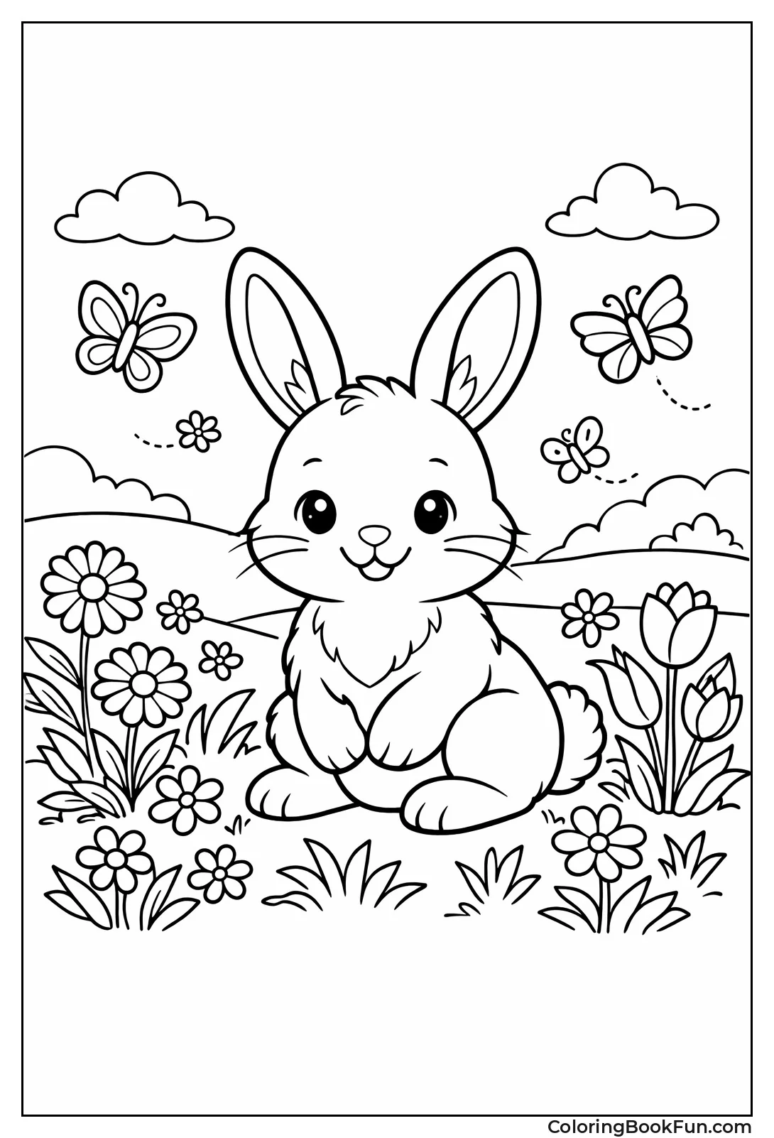 Bunny Sitting in Meadow