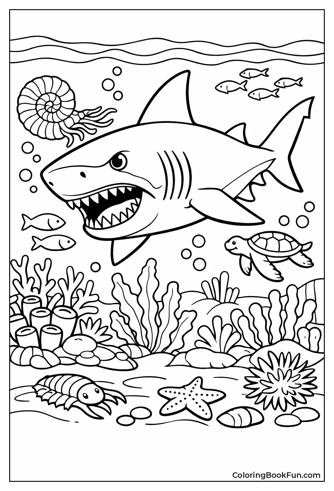 Megalodon Swims Ancient Reef