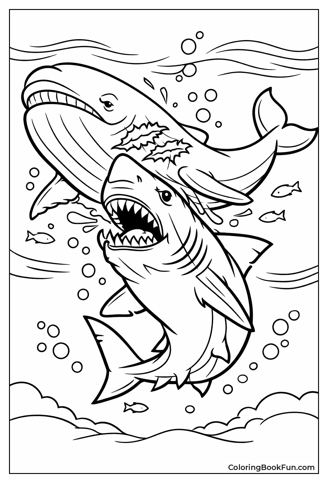 Megalodon Rams Swimming Whale