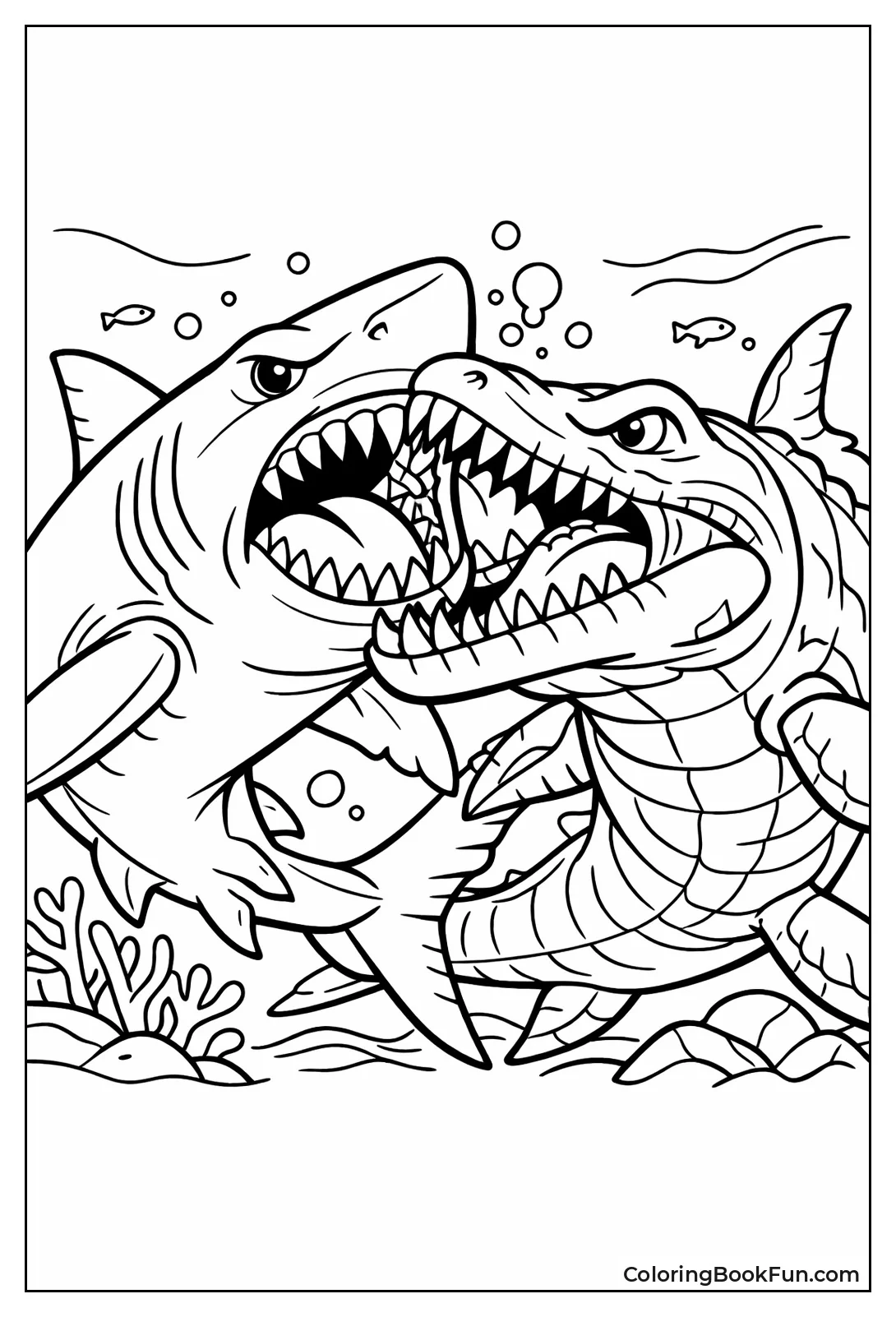 Megalodon Battles Mosasaur