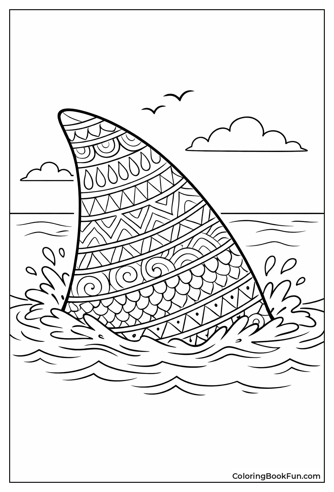 Zentangle Megalodon Fin