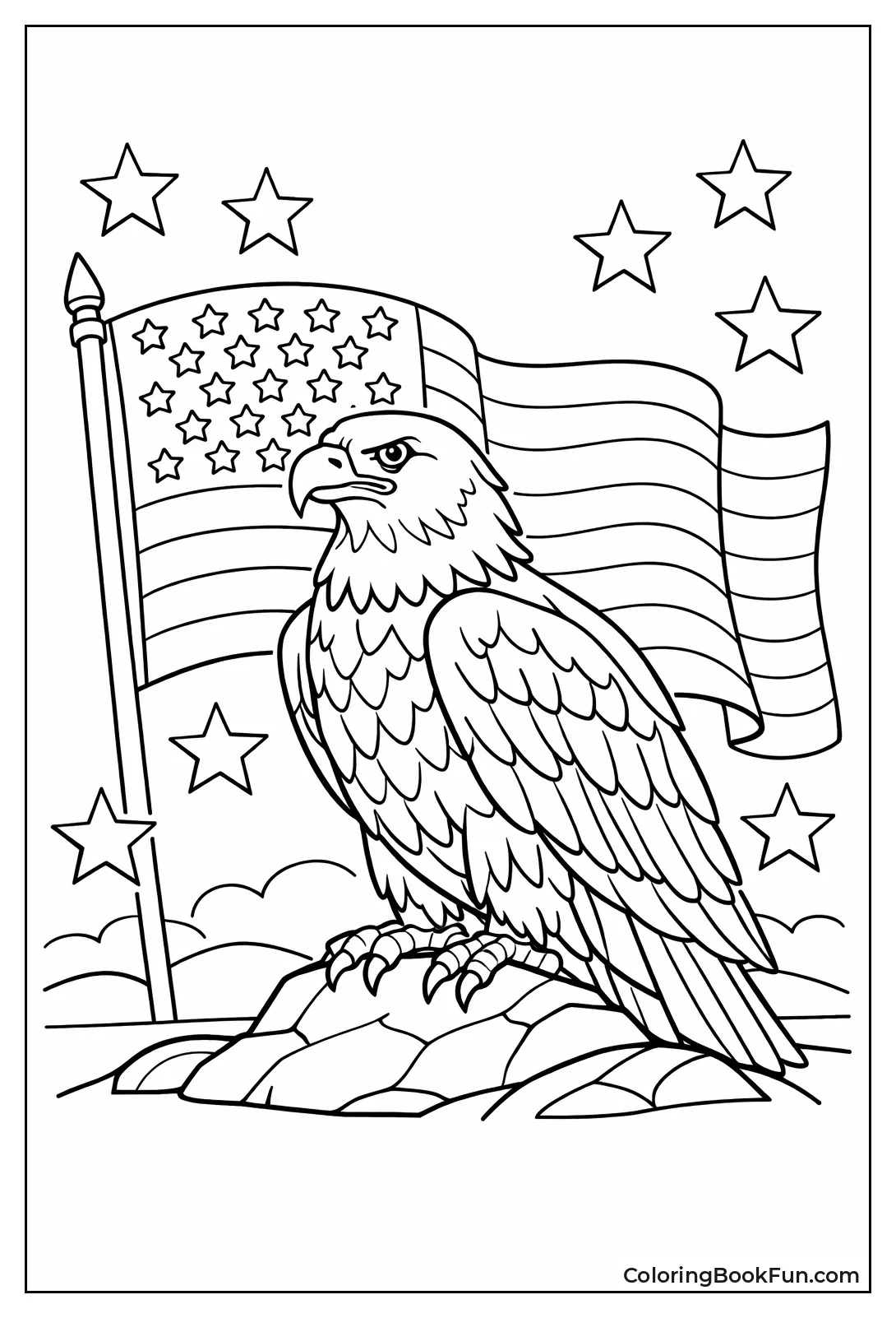 Bald Eagle with Flag