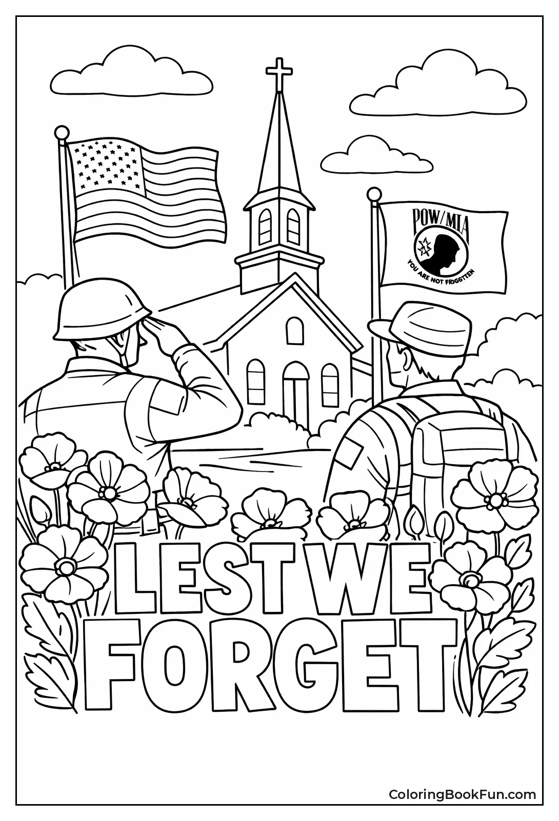 Church with Flags and Soldiers