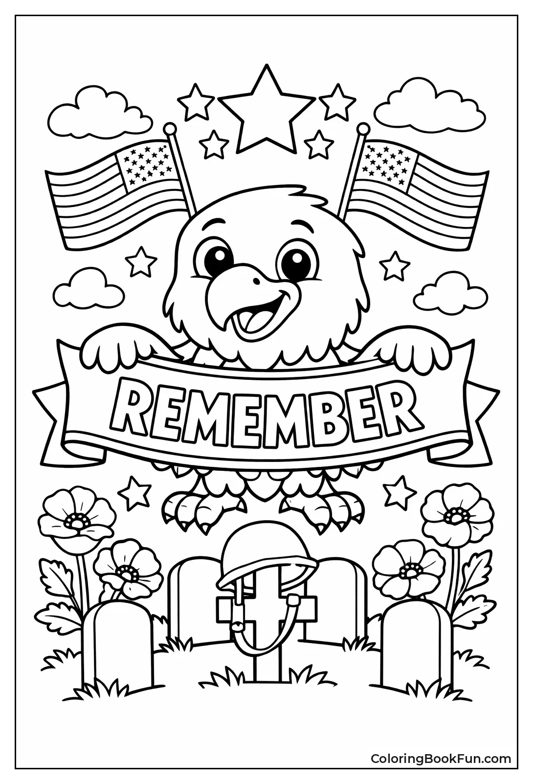 Eagle Holding Remember Banner